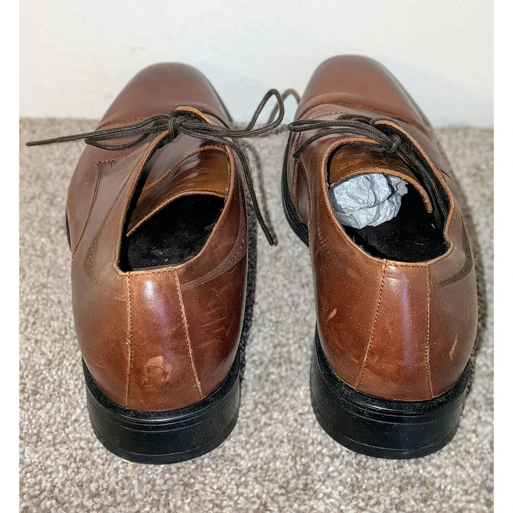 Kenneth Cole New York‎ Mens Sz 10.5M Brown Leather Cap Toe Lace Up Dress Shoes